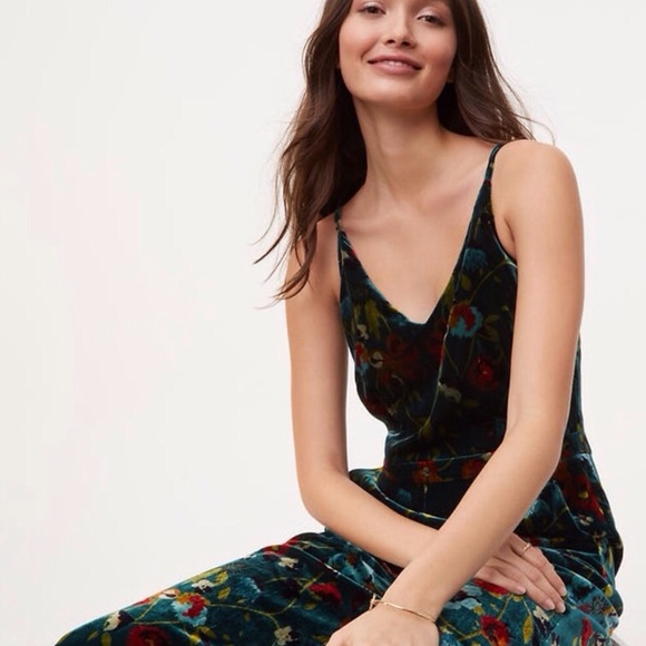 LOFT Pants - Floral Velvet Romper